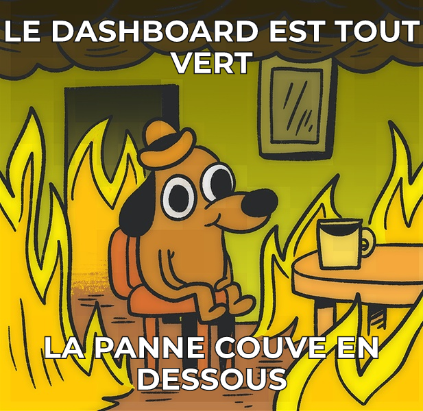 Le dashboard tout vert pendant que la panne couve.